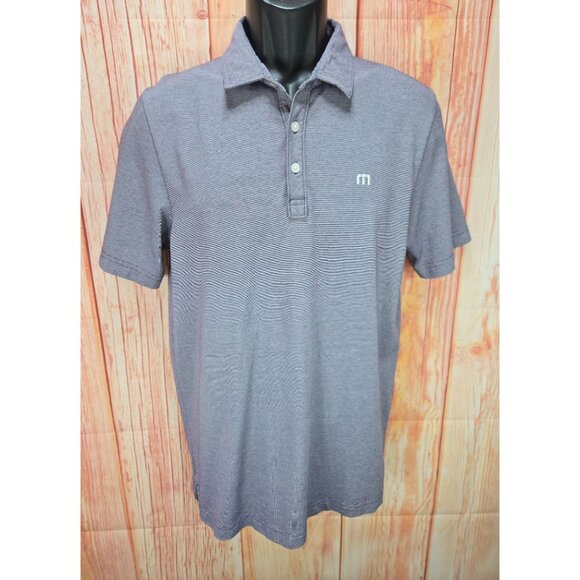 Travis Mathew Mens Striped Polo Shirt Size Medium Lavender - Picture 1 of 7